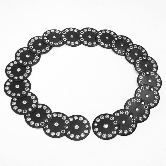 2329 Wide Disc Belt For Women Hollow Leather Belt Western Cowgirl Waist Belt - Picture 5 of 6